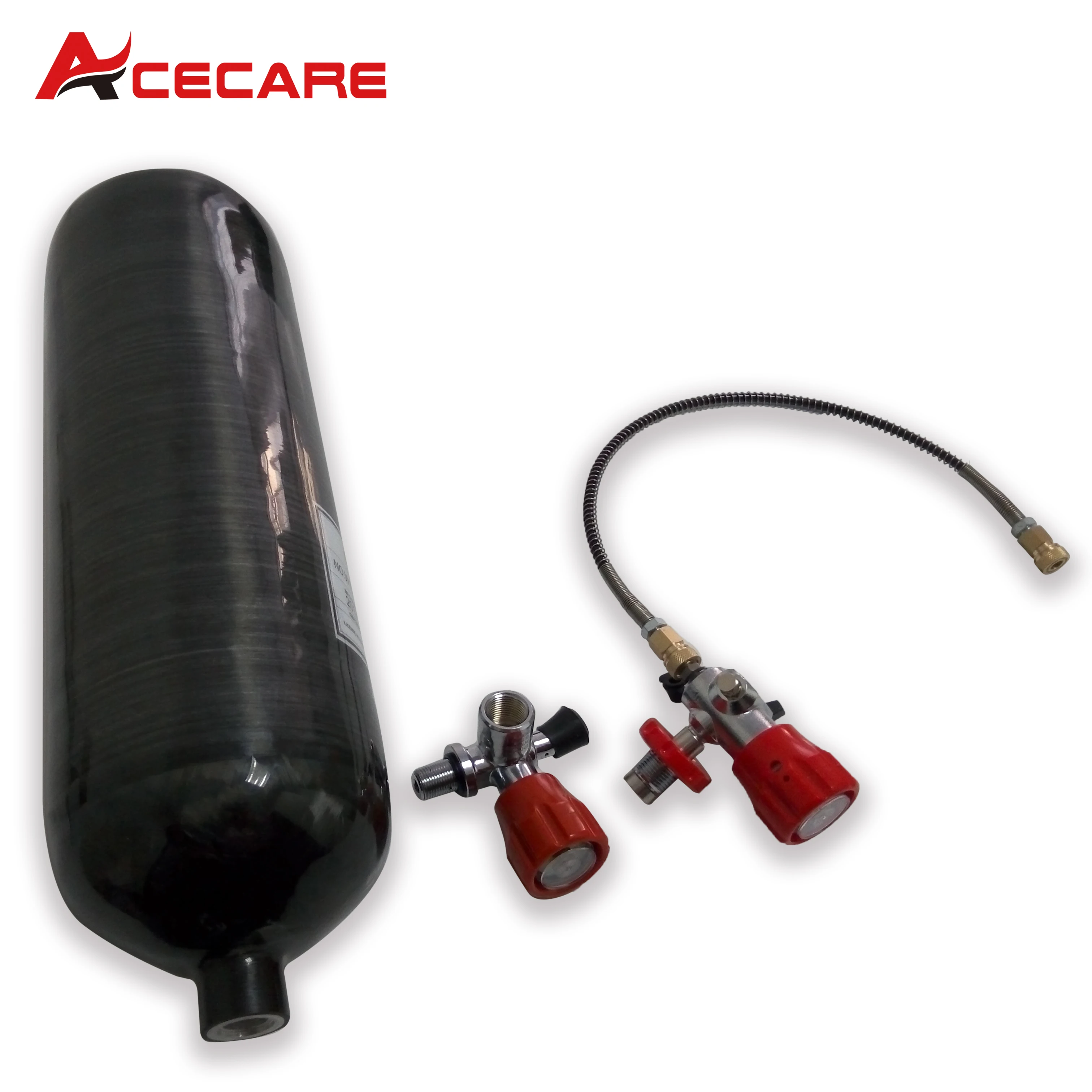 Online Acecare AC368101 Mpa 6,8 L GB Scuba Schwarz Sauerstoff Tank Tragbare Tauchen/Paintball Ausrüstung Mit Rot Luft Ventil & Fillling Station