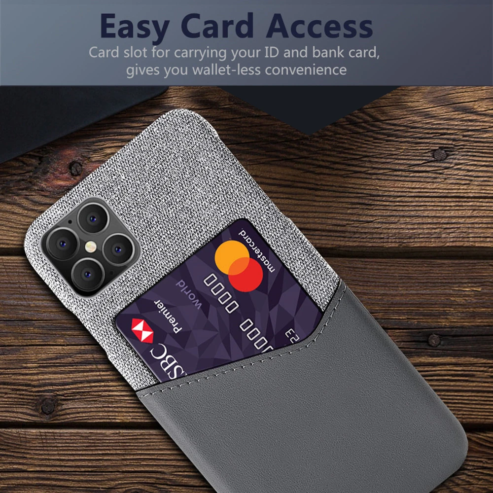 

Febric Card Holder Cover On The For iPhone 12 Pro Max Coque Cloth Texture PU Antiskid Funda For Apple iPhone 12 Mini 12Pro Case