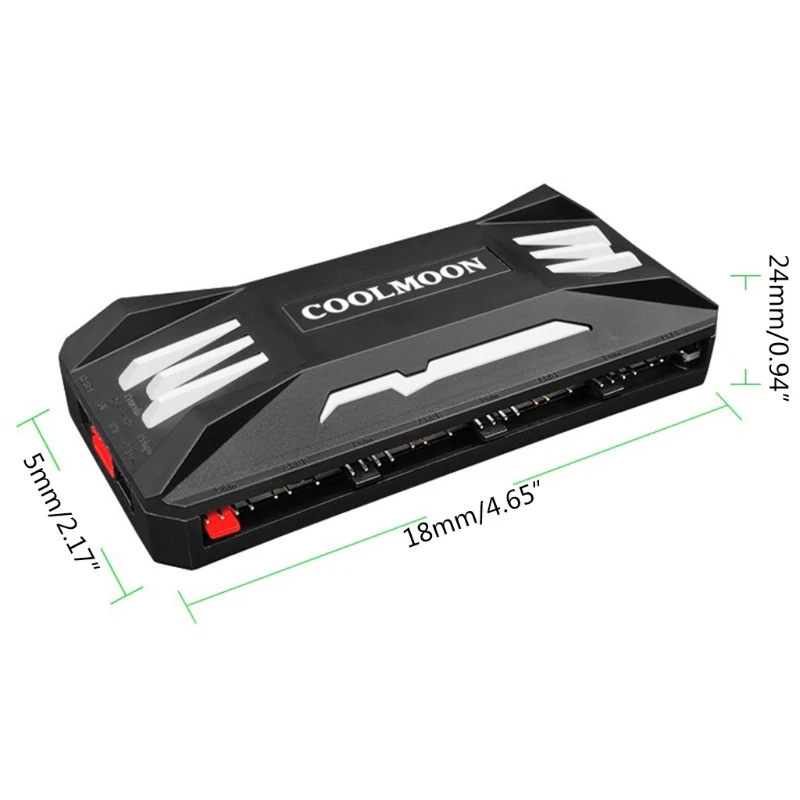 

Upgrade Coolmoon Wireless Remote Control Chassis Fan Hub 8X4Pin PWM 10X3Pin ARGB Port Smart Intelligent Remote Control
