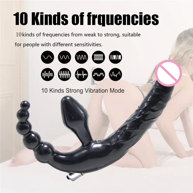 Strapon Dildo Vibrator for Couples Erotic Intimate Goods Double Penetration 10 Speed Anal Sex Toys Women | Красота и здоровье