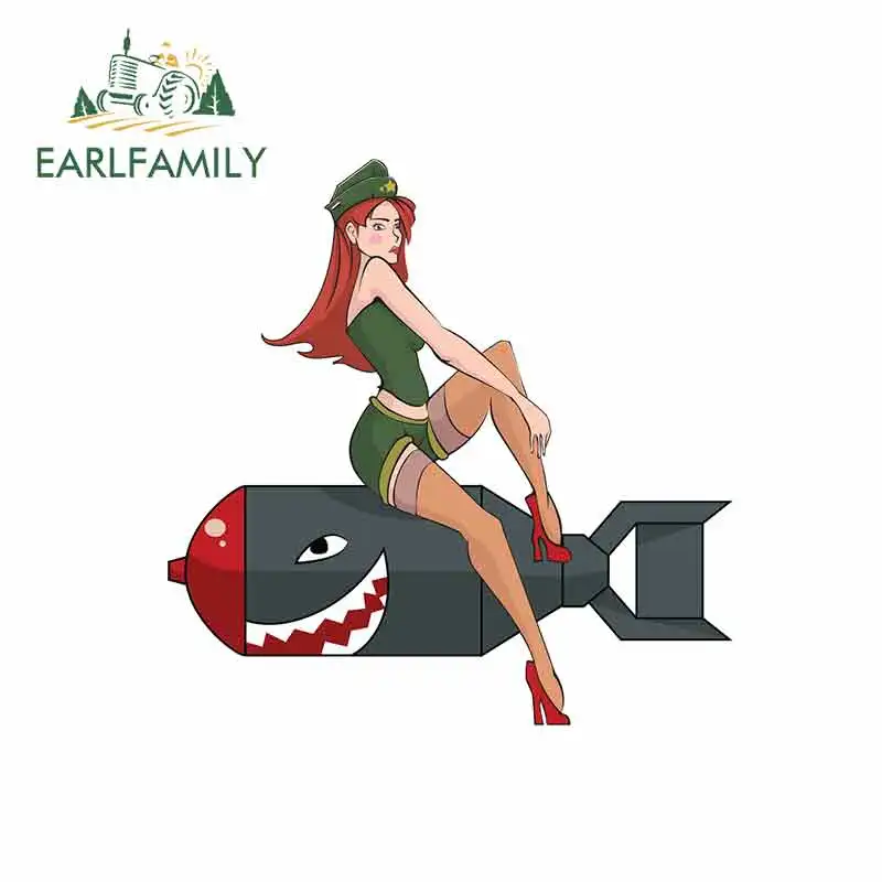 

EARLFAMILY, 13 см x 12,9 см, женская модель мотоцикла, модные наклейки для кузова автомобиля, креативные наклейки, тянущийся цветок