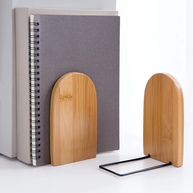 

Nature Bamboo Desktop Organizer Office Home Bookends Book Ends Stand Holder Shelf Bookrack