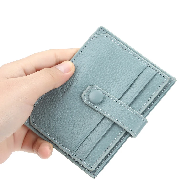 

Leather Card Bag Korean Version Clasp Driver's License Card Clip Litchi Pattern Multi-position Head Cowhide Cover