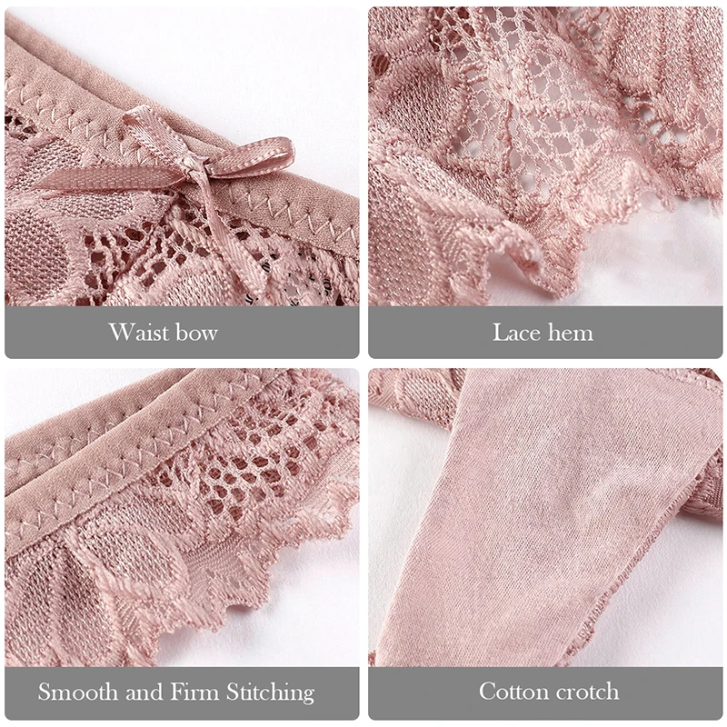 

Amazing Women Lingerie Lace Embroidery Underwear Femal Sexy T-back Thong Sheer Panties Hollow Out Transparent Knickers