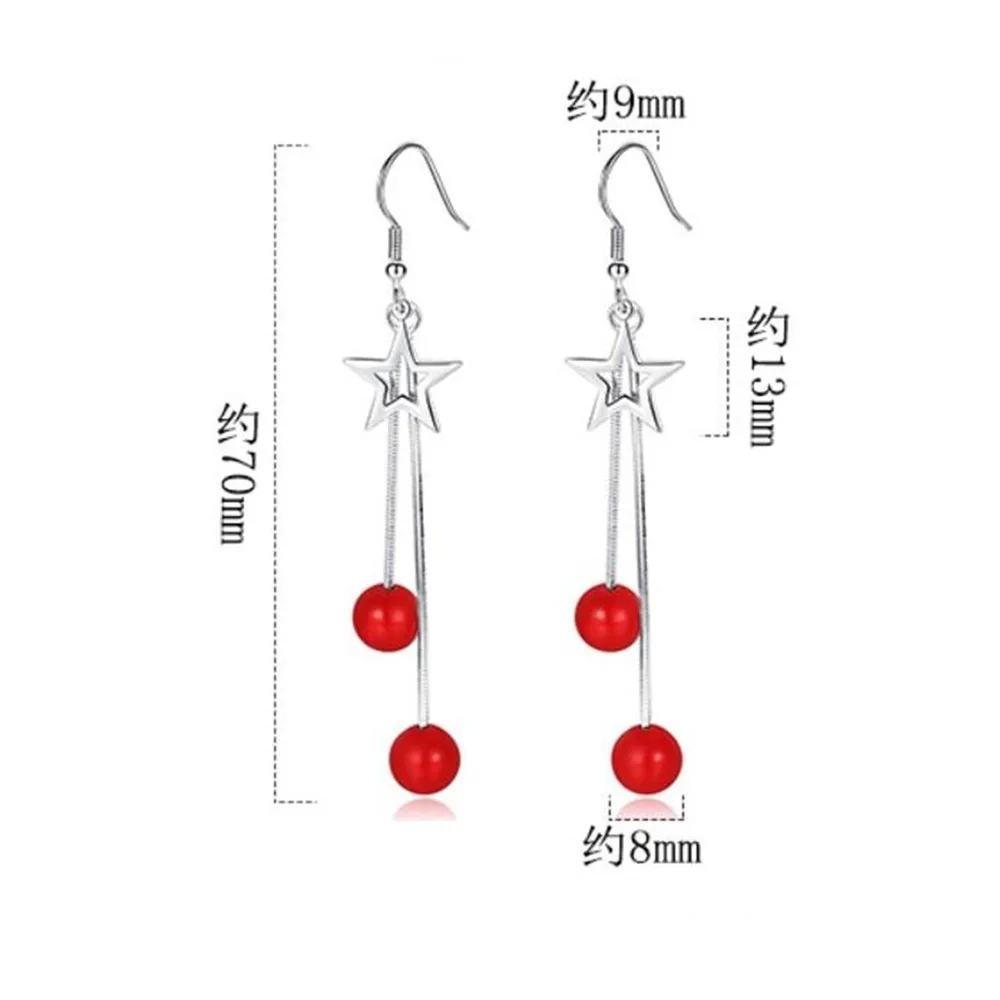 

925 Sterling Silver New Jewelry High Quality Woman Fashion Earrings Retro Long Tassel Hollow Pentagram Pop Earrings