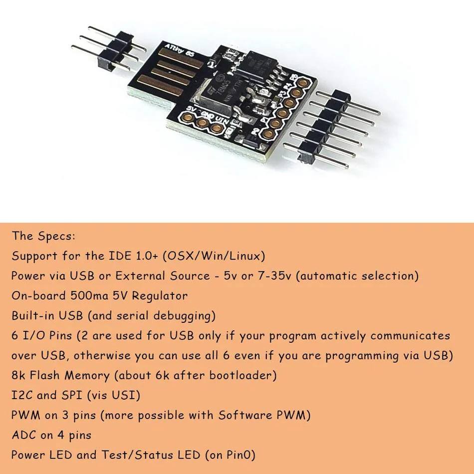 

5Pcs Digispark Kickstarter ATTINY85 for Arduino General Micro USB Development Board