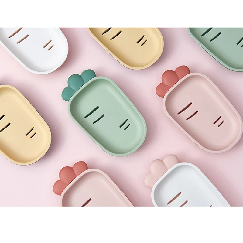 

Bathroom Plastic Soap Storage Organzier Lovely Radish Modeling Soap Box Washroom Double Layer Drain Soap Dish Holder Storager