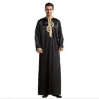 Длинный черный кафтан djellaba vetement arabe homme tobe мужские мусульманские платья kurta shalwar одежда Исламский caftan abaya размера плюс