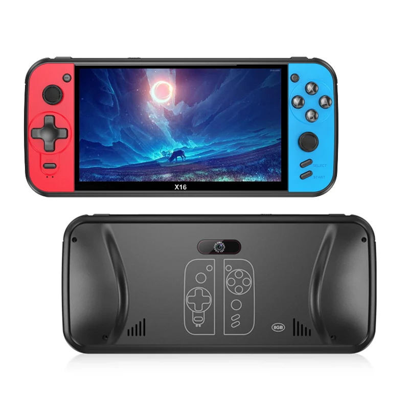 

Игровая консоль X16, 6,5 дюйма, портативная, с поддержкой ретро-игр FC MD 6000