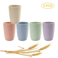 5pcspack eco friendly creative wheat thick circular water cups toothbrush holder pp cup rinsing cup wash tooth mug bathroom set