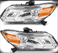headlight assembly replacement for 2012 2015 honda civic 4dr 2dr coupe headlamp with chrome housing clear lens amber