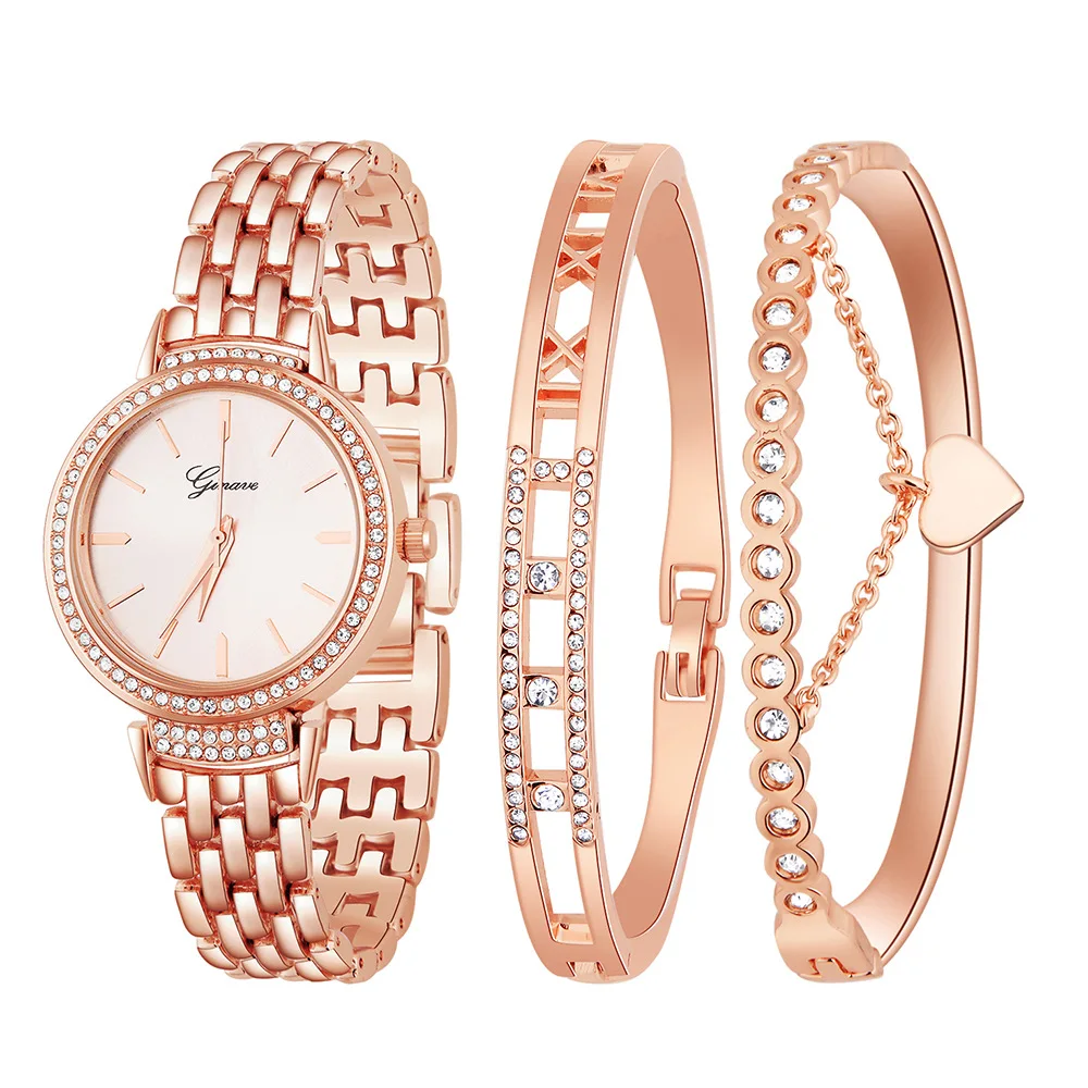 

Explosions diamond-encrusted watch quartz watch bracelet three-in-one abcdefghijklmnabc relojmujer watch for women set