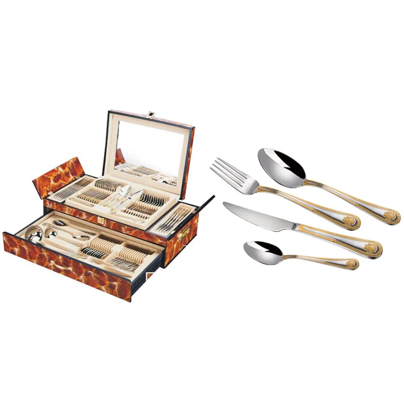 72 шт. столовые приборы из нержавеющей стали Ложка Вилка Нож палочки для еды