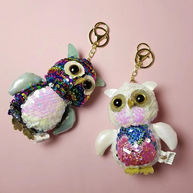 13 см расшитая блестками Сова плюшевая игрушка милый брелок розовый фиолетовый