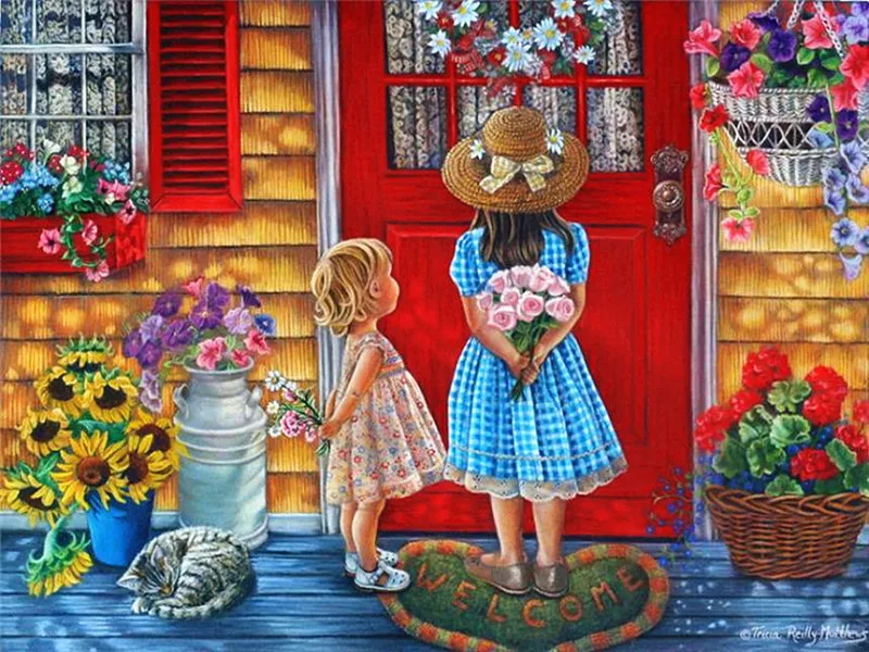 5D DIY Алмазная картина полная круглая Алмазная вышивка "мультяшная девочка" картина, Алмазная мозаика вышивка крестиком украшение дома подарок - Цвет: Темно-серый
