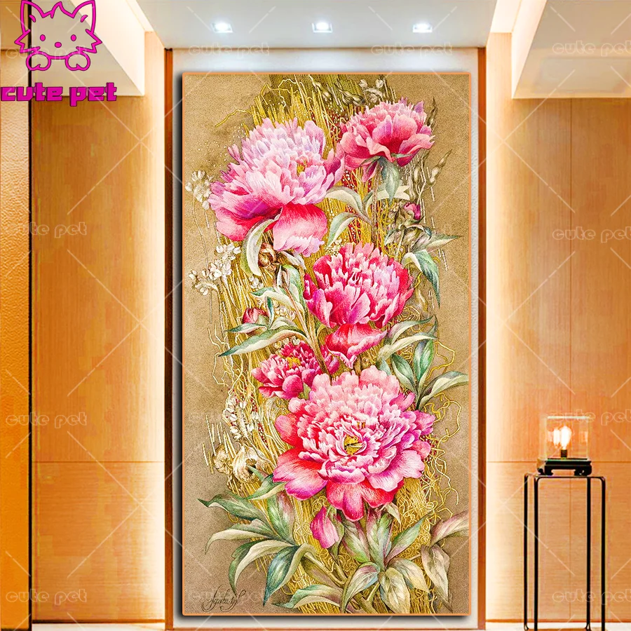 Damond вышивка ручная роспись цветы Diy фотообои полная квадратная алмазная живопись декор из алмазной мозаики большой