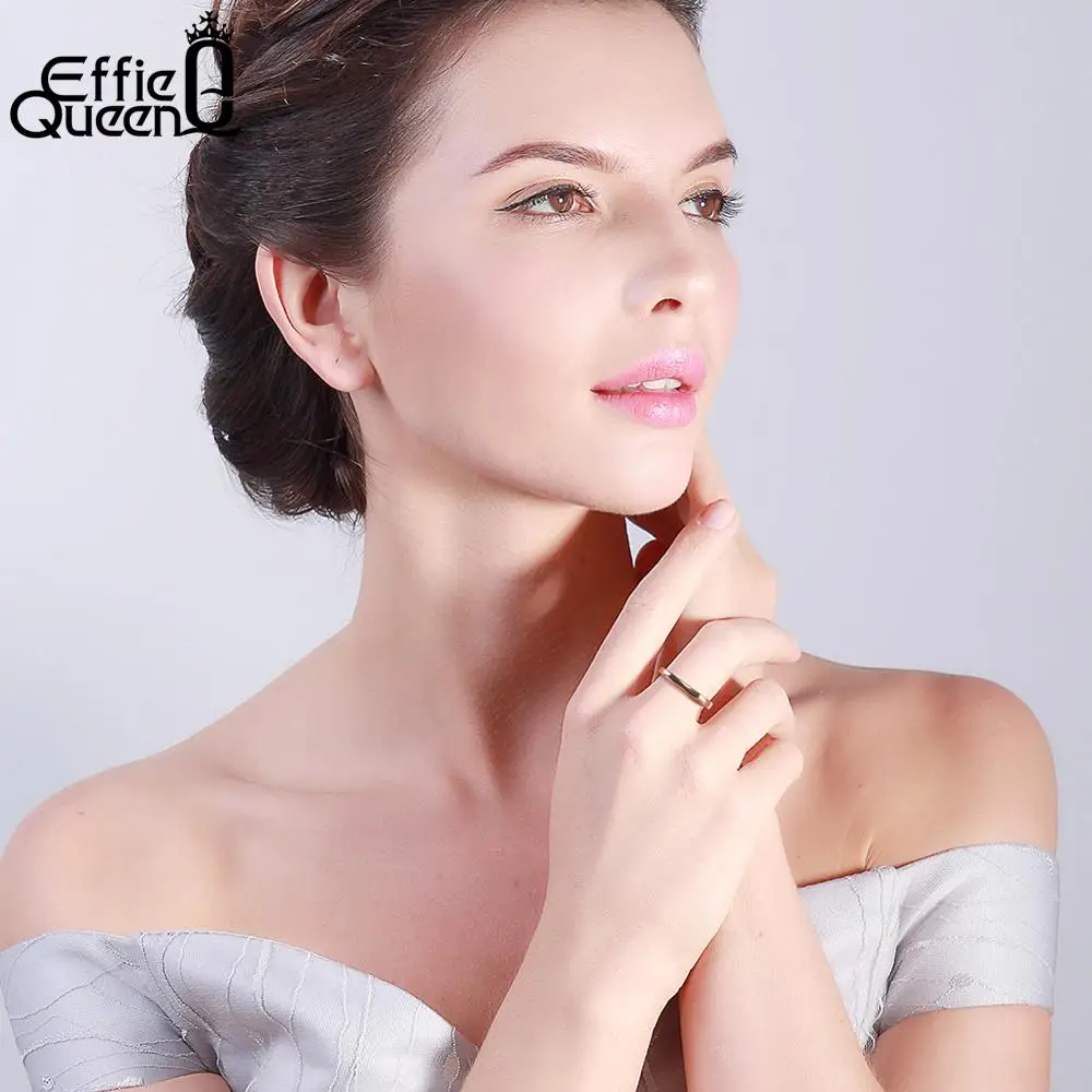 Effie queen, кольца из стерлингового серебра S925 пробы для женщин, простой квадратный дизайн, обручальное кольцо на палец для женщин, модное ювелирное изделие TSR49