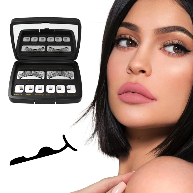 

3D Magnetic False Eyelashes 2/3 Magnets Natural Soft Handmade 8Pcs Fake Mink Lashes With Applicator Eye Makeup Sets Dropshipping