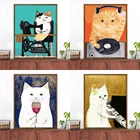 Рисование по номерам музыки кошки для комплекты для взрослых, ручная роспись, Эд декор, рисование на холсте, DIY масляная раскраска, картина по номерам