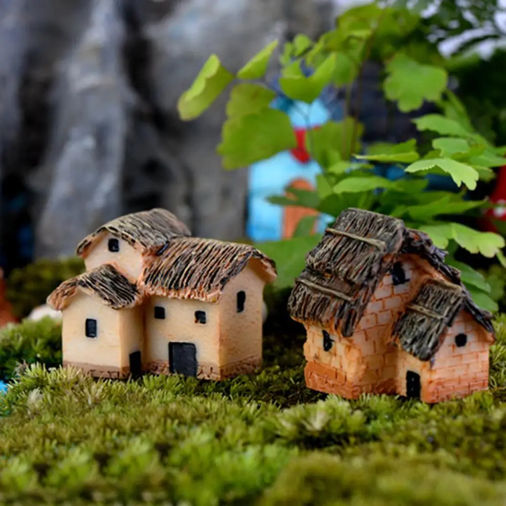 Миниатюрный домик из смолы маленькая хижина деревня ландшафтный орнамент Фея