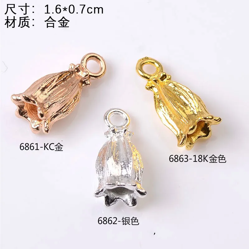 50pc 7*16mm Gold color Flower Buds charm for cloth/wedding hair Jewelry Findings for DIY Handmade Jewelry Making