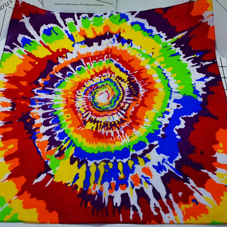 

Spiral Colorful Personality Cotton Square Punk Hip Hop Headscarf Street Dance Headband Headwear Kerchief Bandanas for Women/Men