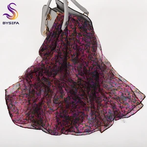 Женская шелковая накидка BYSIFA, темно-синяя Пляжная накидка на шею, длинный шарф из 100% шелка, лето