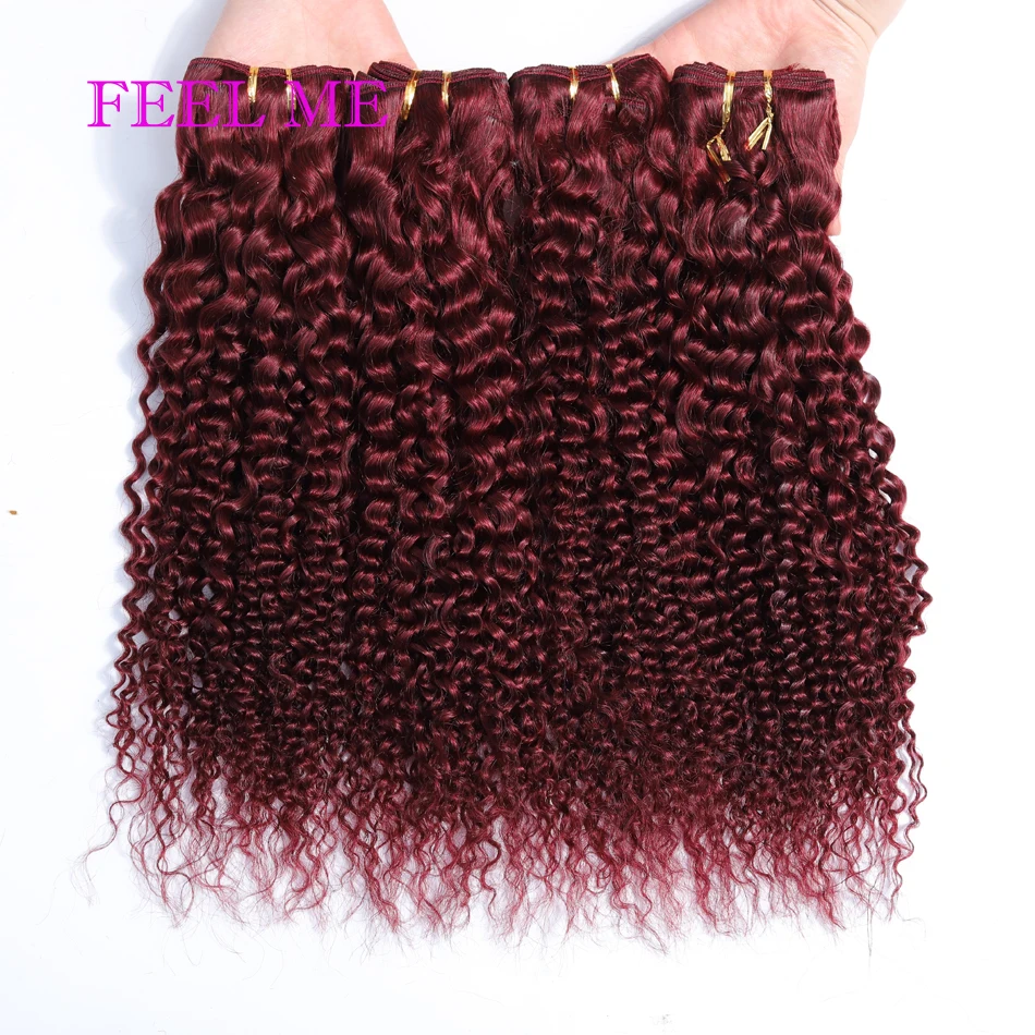 

FEEL ME пряди 100% человеческих волос в пучках 99j бордовый 3/4 шт. Remy человеческие волосы для наращивания