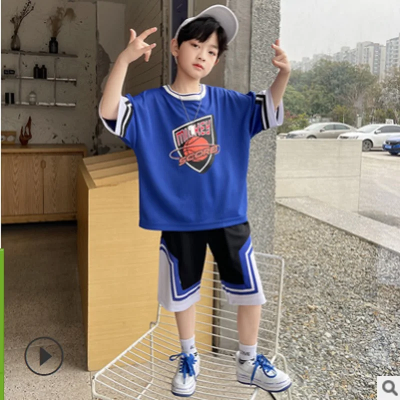 

Boys Knee Length Pant Clothing Set 2021 Spring/Summer Kids Active Clothes Children's Sets Letter Print 2 Colors Size4-14 ly116