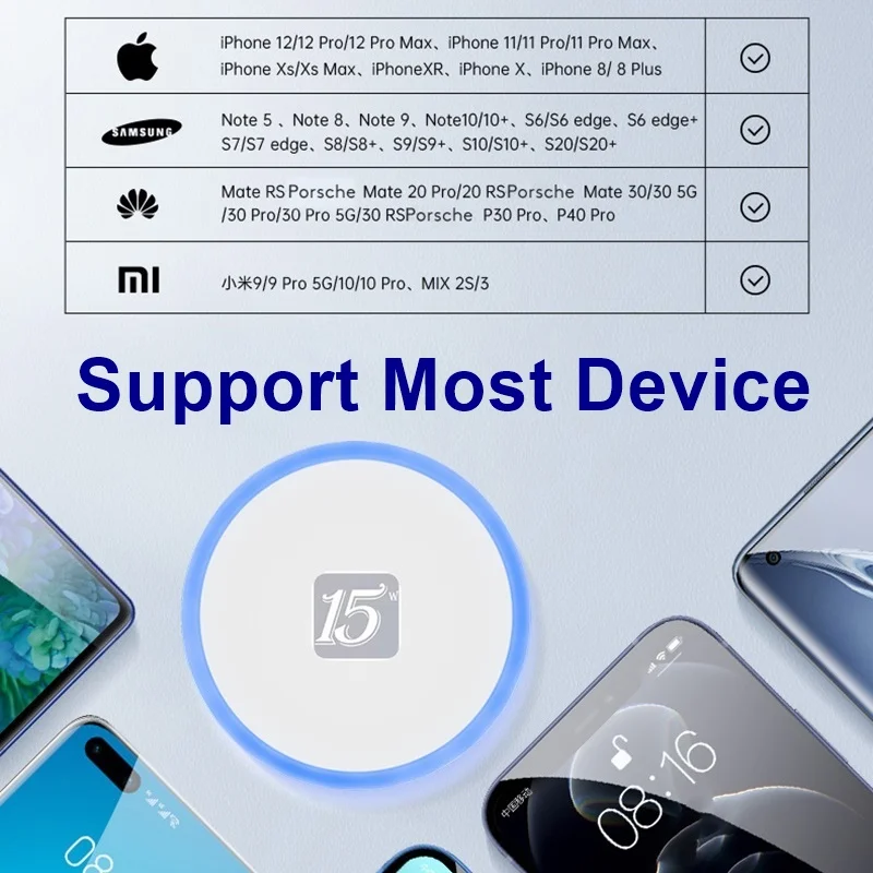 Магнитные беспроводные зарядные устройства 15 Вт для Iphone XS 11 12 Mini Pro Max Samsung Xiaomi