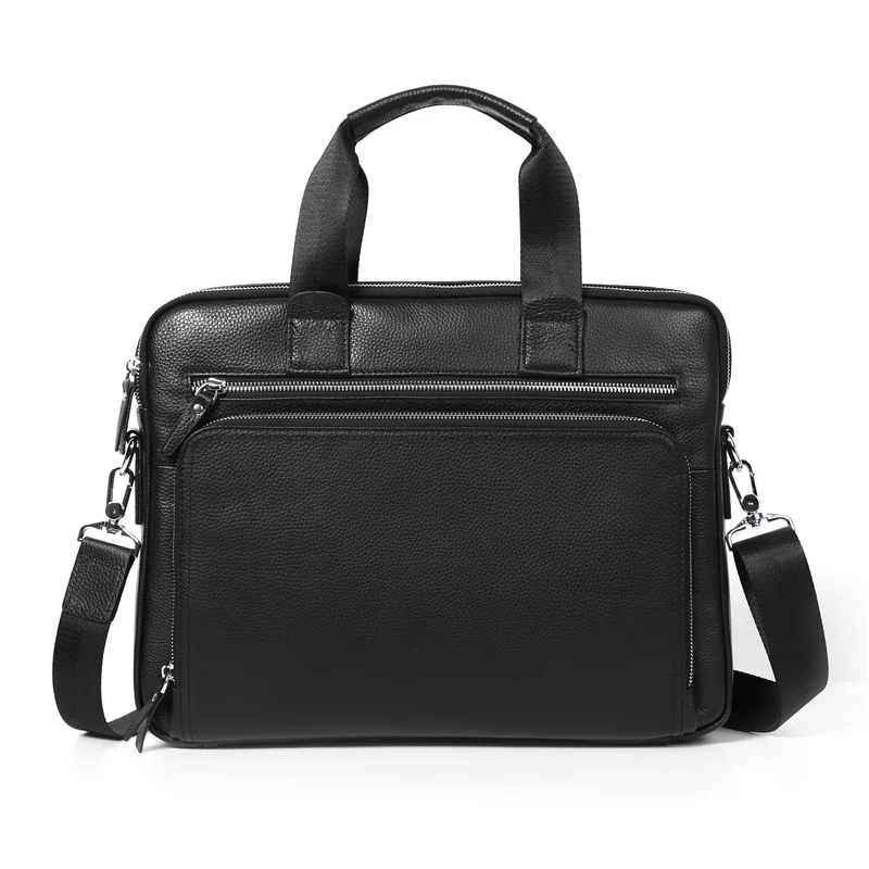 black Nesitu A4 черный кофе из натуральной кожи 14 ''ноутбук офисные Мужские портфели портфель бизнес сумки через плечо M6005 - Цвет: black