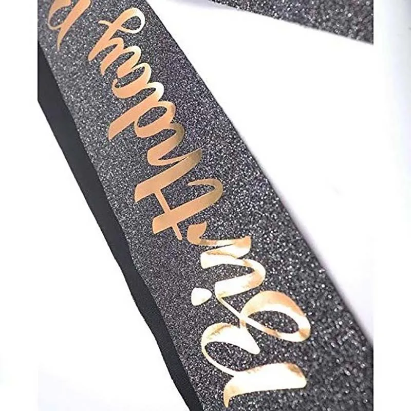 Атласный пояс на день рождения блестящий черный золотой товары для девочек и