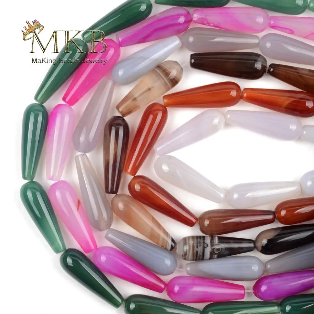 

10*30 мм капли воды натуральный камень бусины белый красный сердолик Агаты бусины для изготовления украшений вручную ожерелье аксессуары 15"