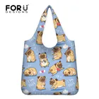 FORUDESIHNS женская сумка для покупок с принтом милого мопса, большая Экологически чистая многоразовая сумка для магазина, моющаяся продуктовая сумка, складные тоуты для супермаркета