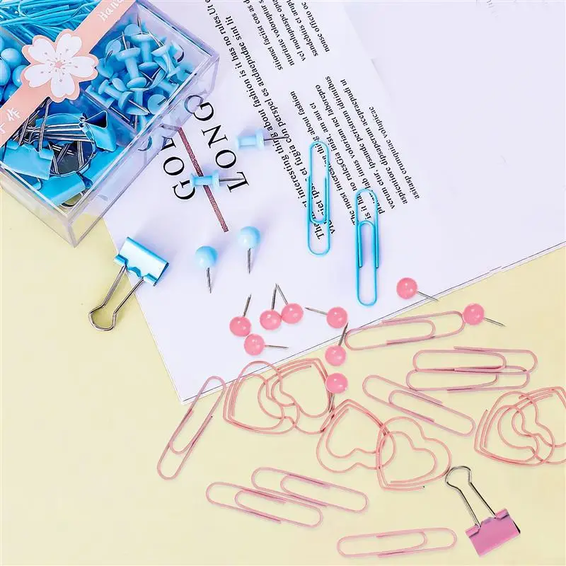

1 Set Creative Paper Clips Binder Clips Drawing Pin Set Practical Bookmark Clips