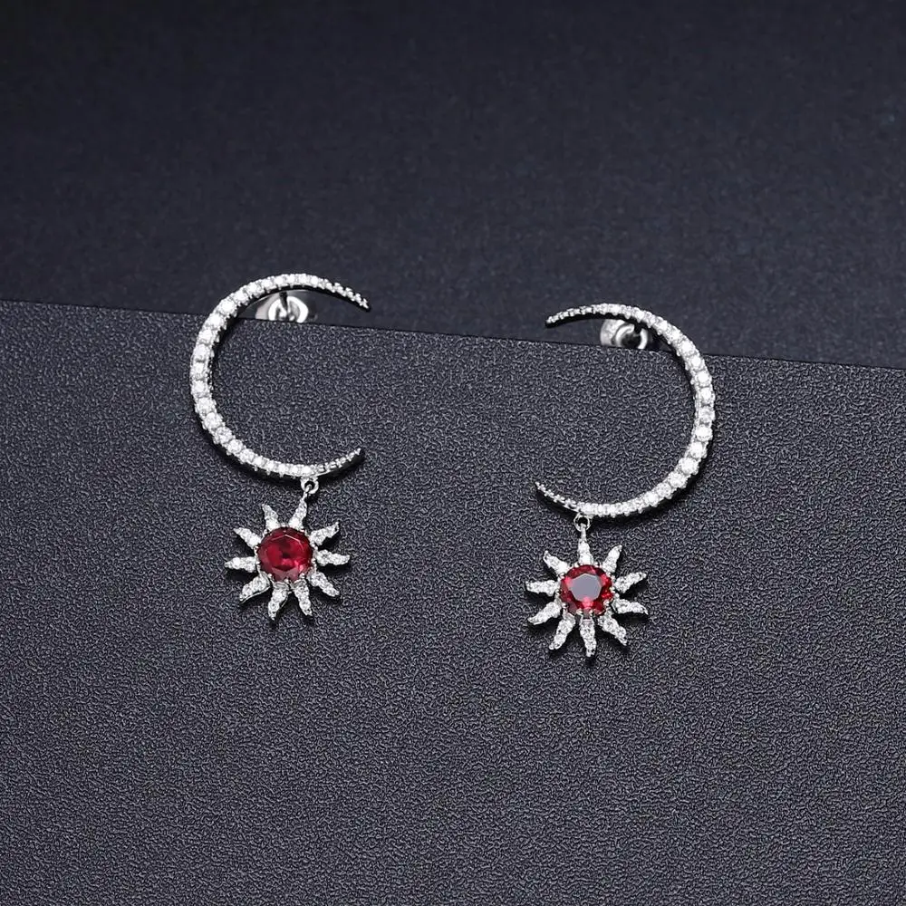 Gem балетки солнце и луна висячие серьги натуральный гранатовый родолит 925 пробы