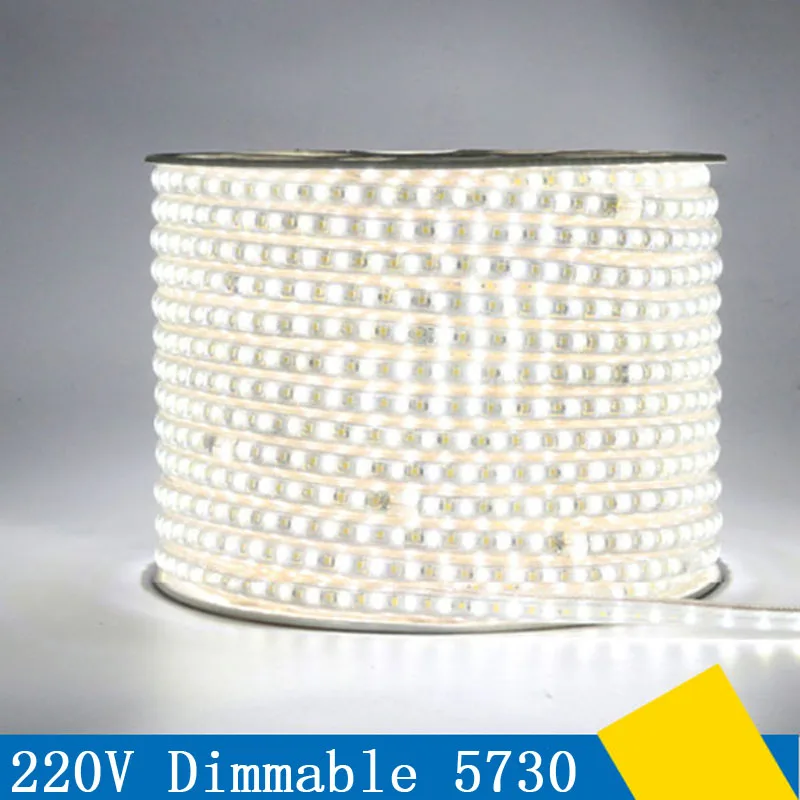 

AC220V 30m 120leds/m Dimmable Warm White White Flexible LED Strip 5730 5630 SMD Tape Light Waterproof Ip67 With Controller