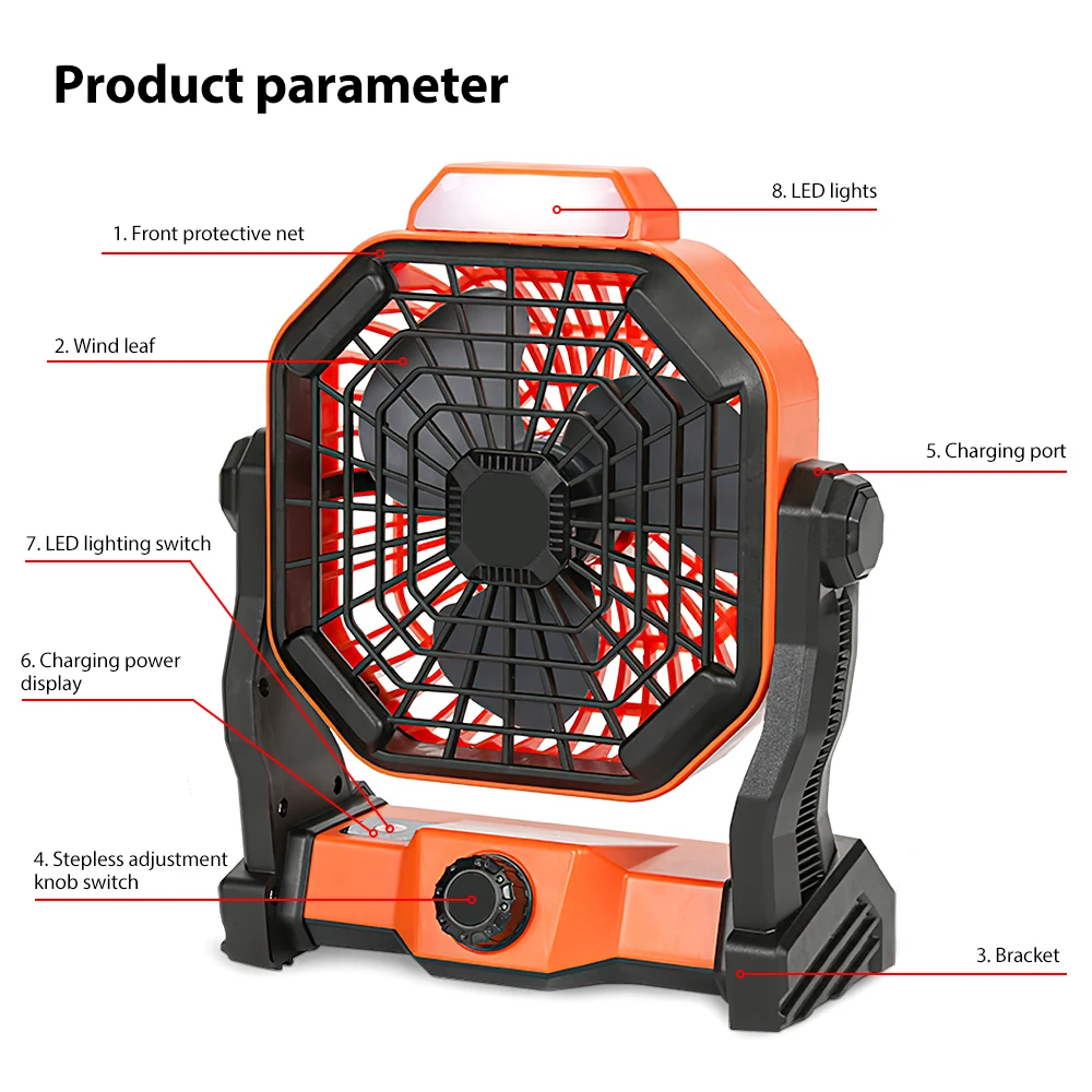 구매 충전식 USB 캠핑 라이트 LED 야외 낚시 랜턴, 휴대용 팬 텐트 냉각 팬 다기능 작업 조명 손전등