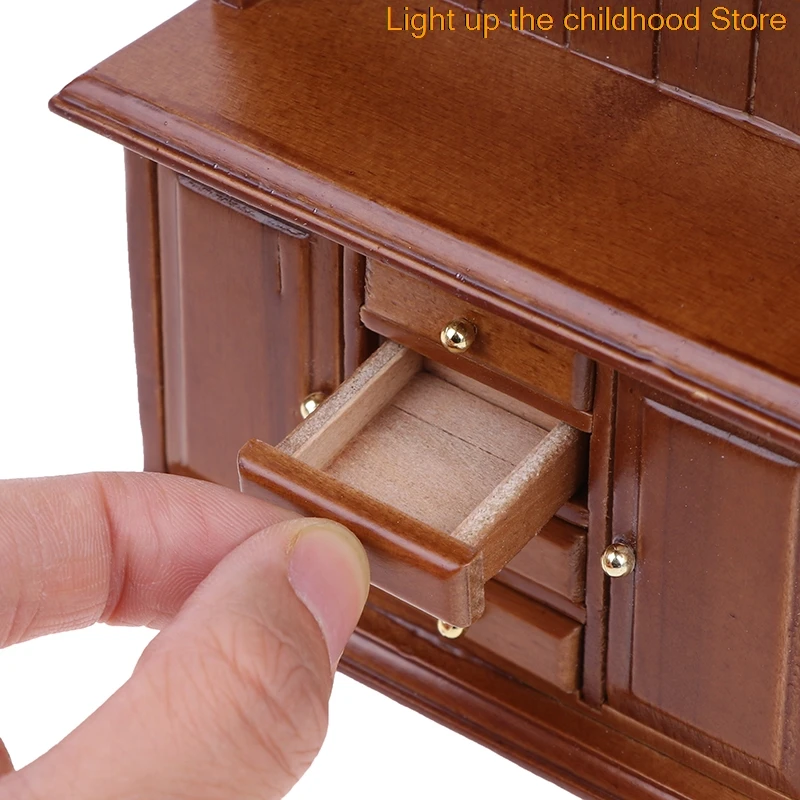 

2Colors 1/12 Dollhouse Miniature Furniture Multifunction Wood Cabinet Bookcase Bookshelf for Pretend Play Toy