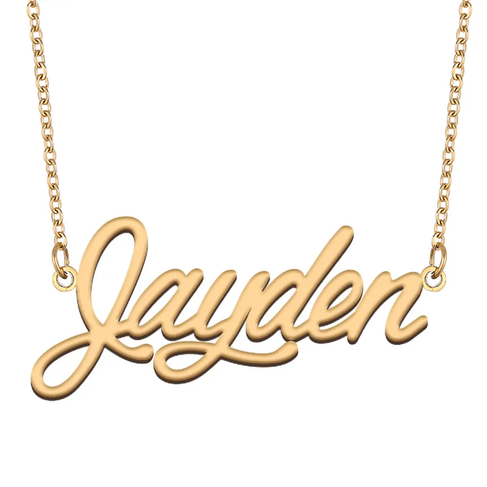 

Jayden Nameplate Necklace for Women Stainless Steel Jewelry Gold Plated Name Chain Pendant Femme Mothers Girlfriend Gift