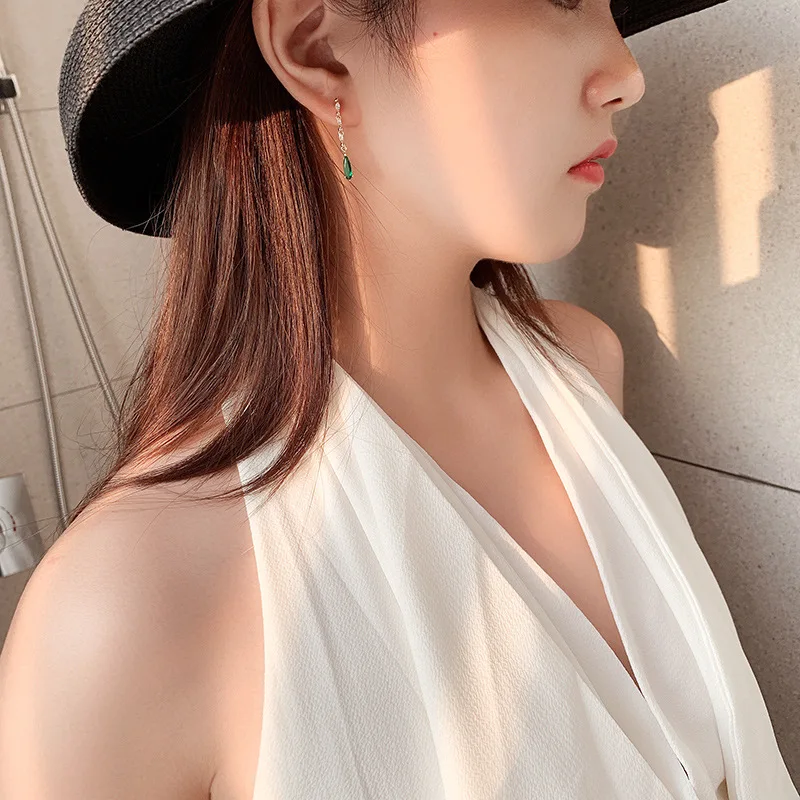 Кристалл Длинная кисточка висячие серьги корейская мода высокий блеск для