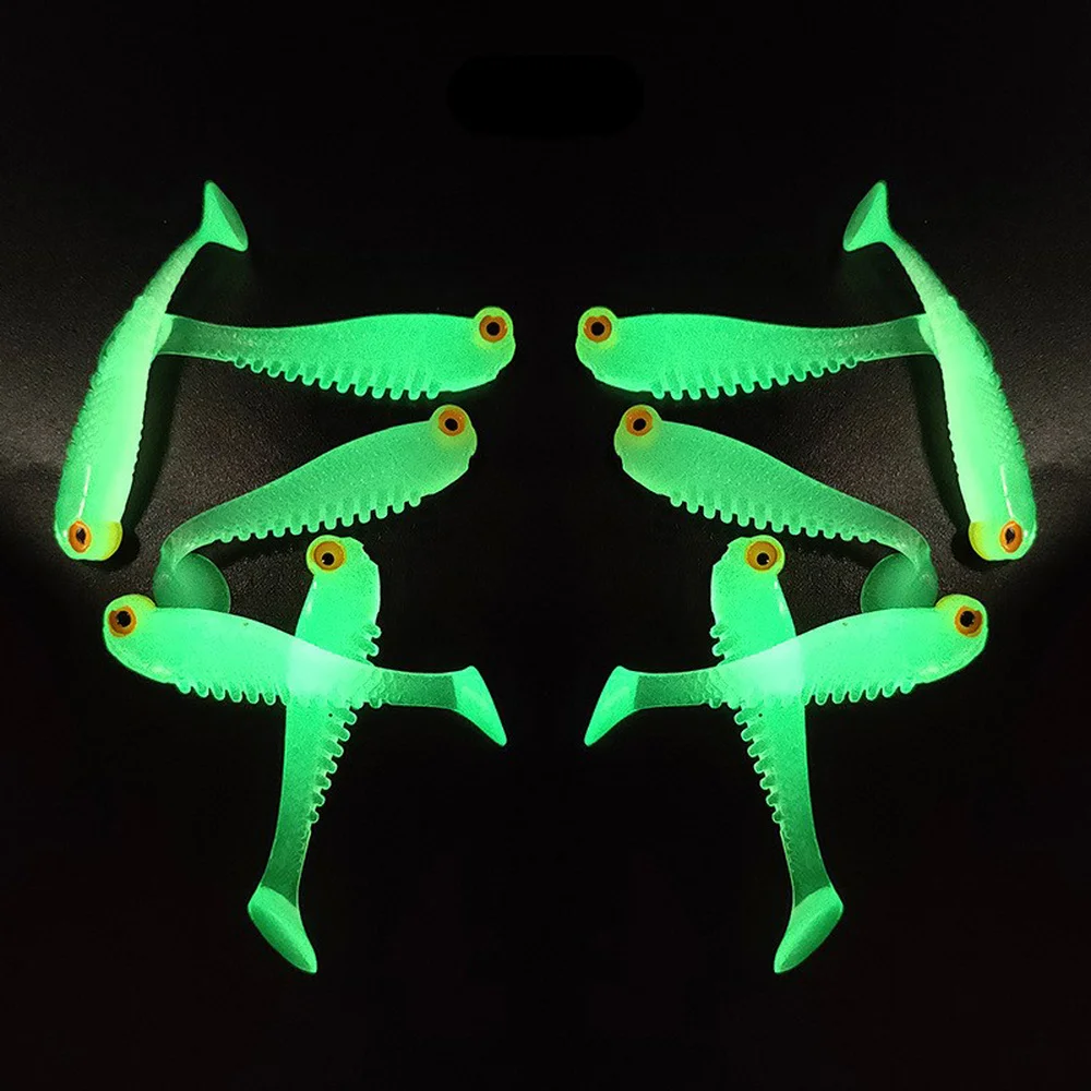 5/10/20pcs Luminous Luya Bait Fishing Lures Simulation T-tail Soft Baits Fake Artificial Night Fishing Lures Fishing Accrssories