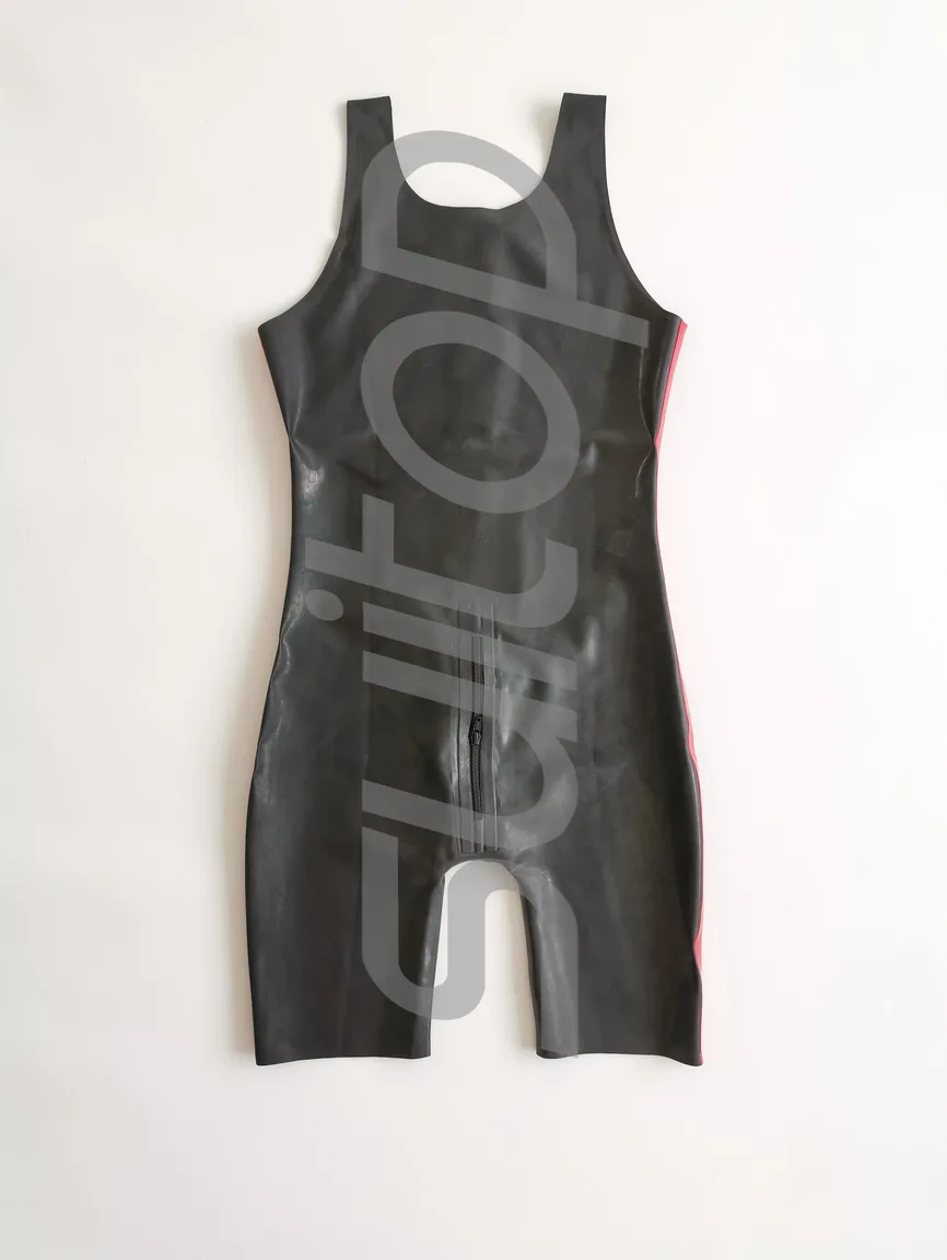 Мужская мода sheathy латексная одежда Майо с задней застежкой спереди молния до