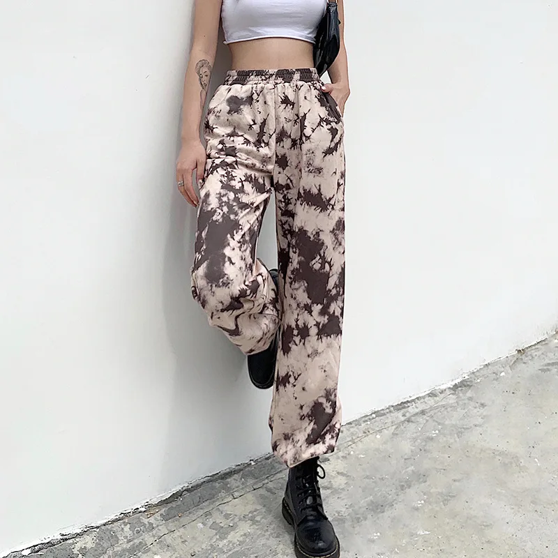 

Loose Women's Pencil Pants Spring 2021 New Fashion Street Trendsetters Women Casual Long Trousers Tie Dye Printed