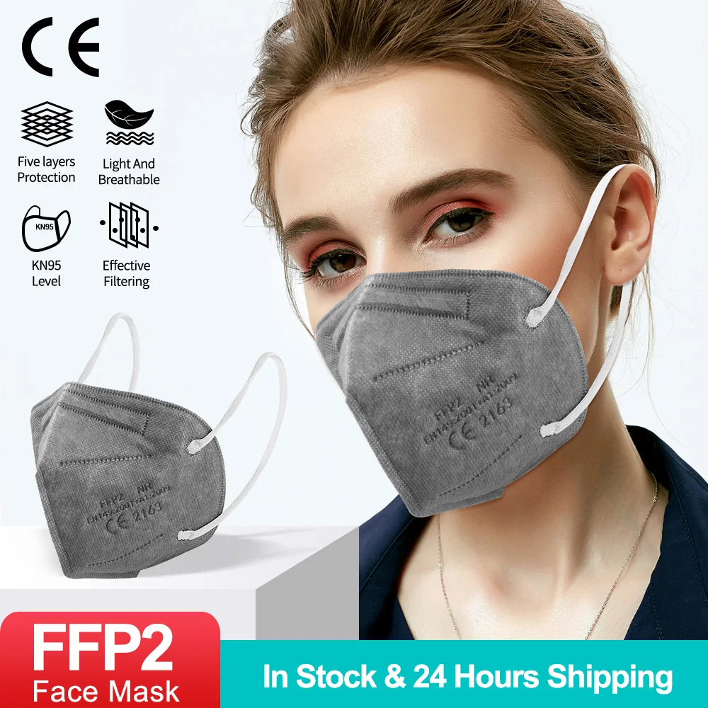 

FFP2 mask Mascarillas 5 Layers Protection respirator fpp2 Masque ffp2mask KN95 Mascherine Filter Face Mask GRAY mask Reusable