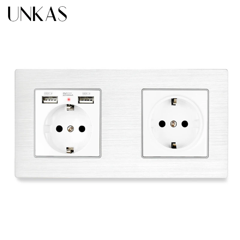 Розетка электрическая универсальная с заземлением и usb портом 16 А|Электрические