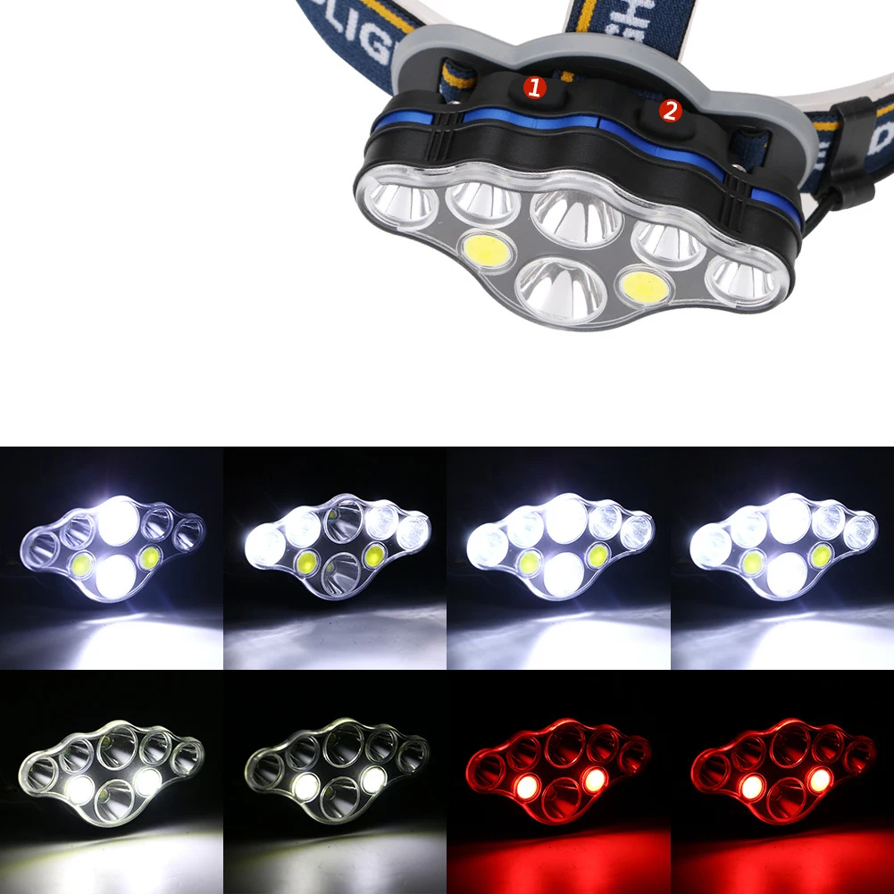 Strong Light Headlights 8 LED Headlamps Charging Outdoor Waterproof Work Searchlight camping light | Спорт и развлечения