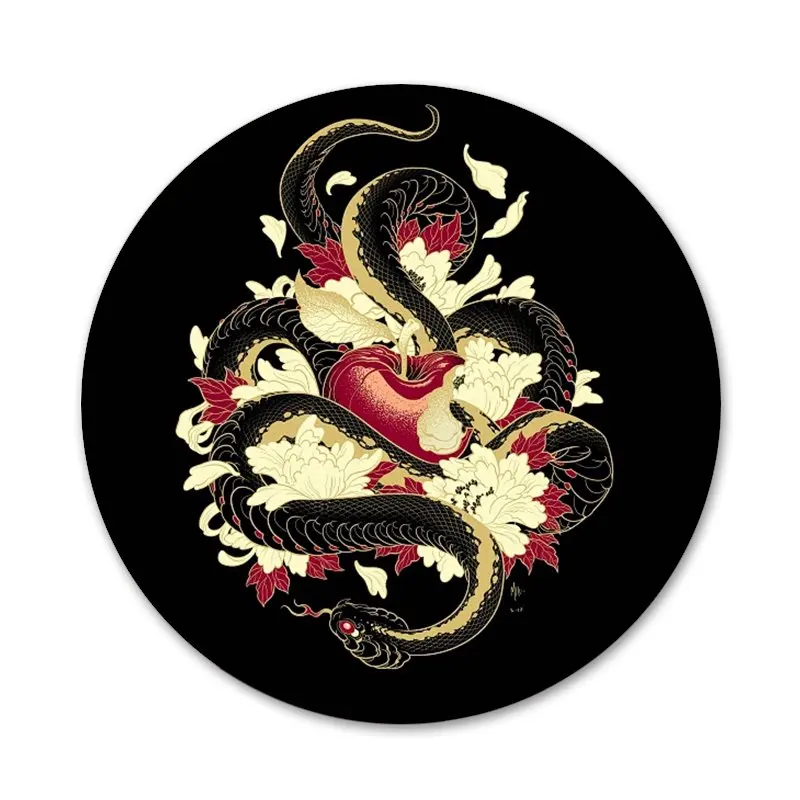 Ручная змея цветок значки металлические для фотографий|Значки| |