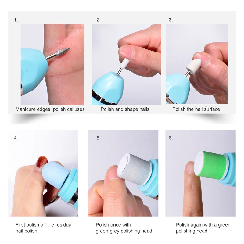 

9in1 Manicure/Pedicure Set Portable Electric Nail Drill Polisher Professional Acrylic Nail Tools Toenails Care Device