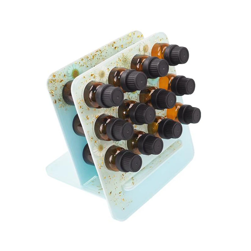 

DIY Crystal Epoxy Resin Mold Essential Oil Storage Rack Bottle Insert Plate Perforated Aromatherapy Oil Rack Silicone Mold